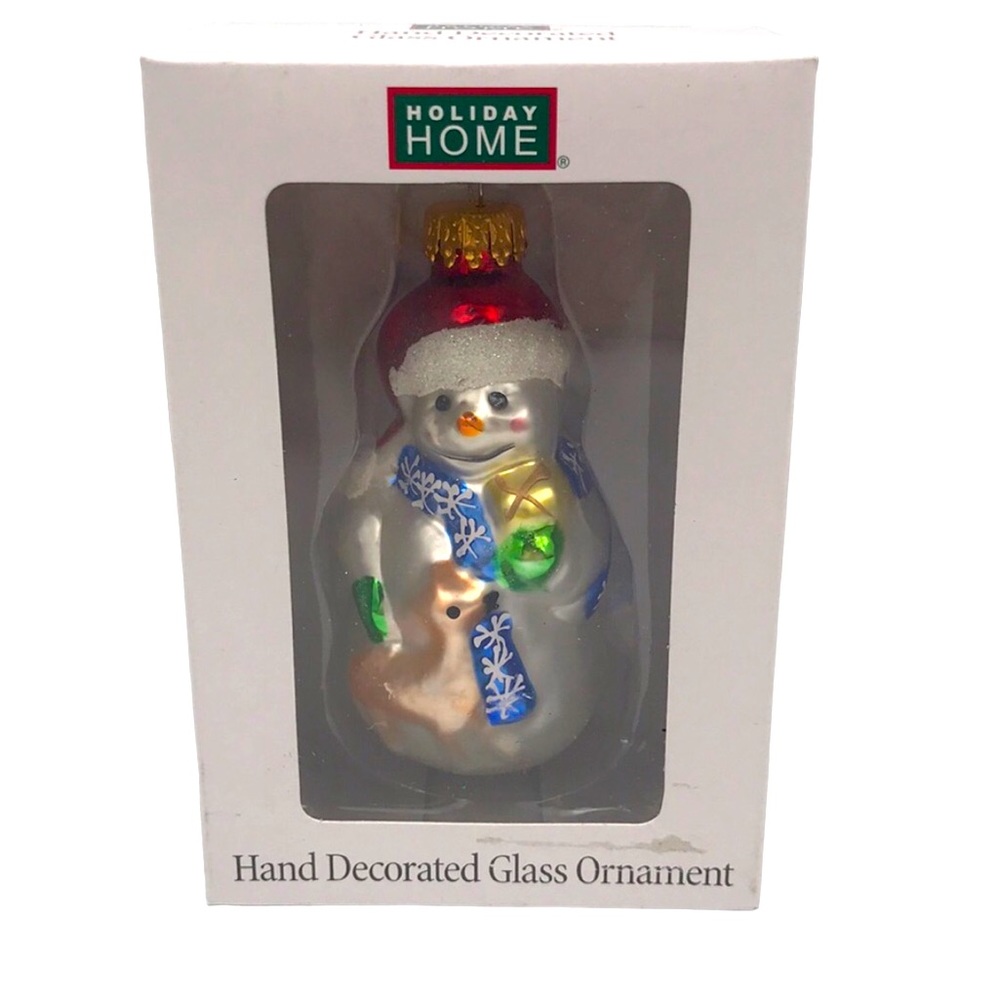 Vintage Holiday Home⛄️ Hand Decorated Glass Ornament